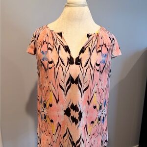 J. Crew Pink and Black Patterned Top